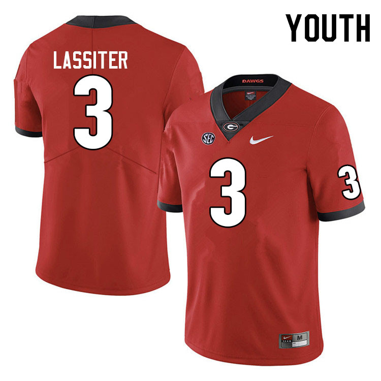 Youth #3 Kamari Lassiter Georgia Bulldogs College Football Jerseys Sale-Red